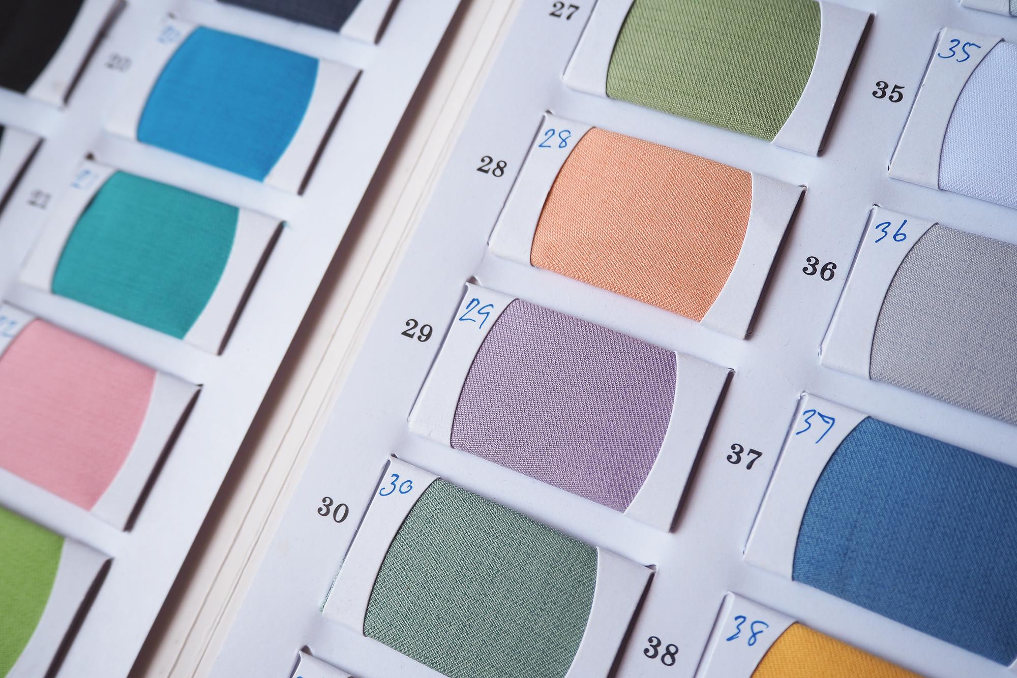Sample pricing swatch set with labels